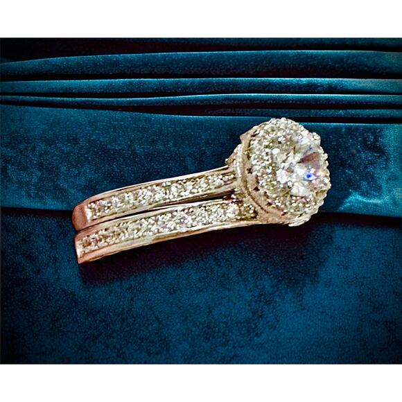 1 Carat CZ Engagement Ring & Wedding Band Set Size 9.5 - Picture 4 of 6